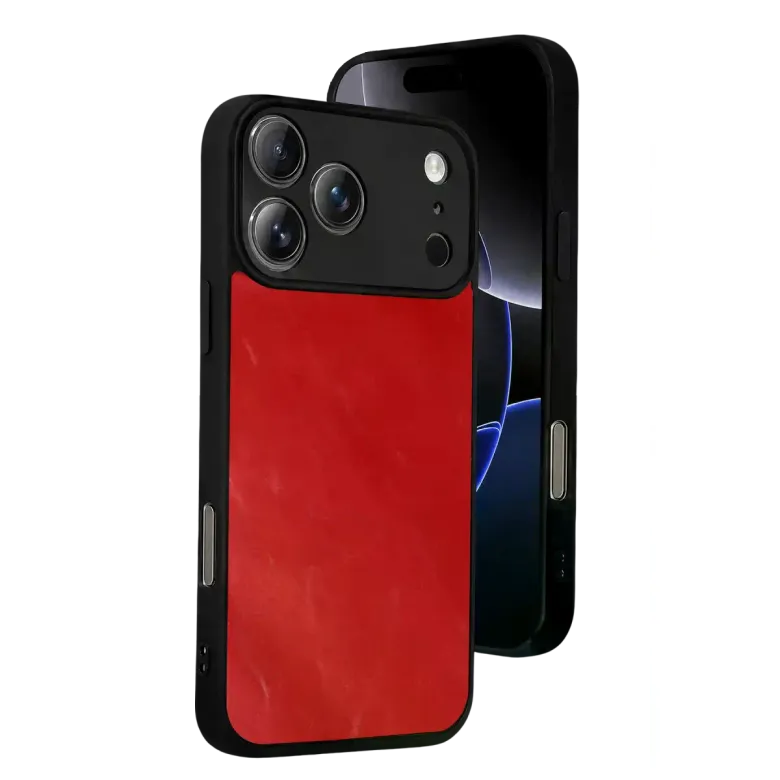 İphone 17 Pro Aras Deri Kapak - Kırmızı