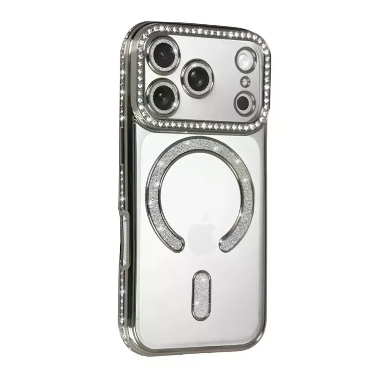 İphone 17 Pro Joke Simli Magneticsafe Kılıf - Gümüş