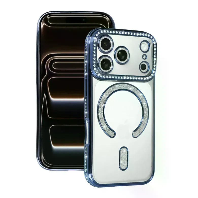 İphone 17 Pro Joke Simli Magneticsafe Kılıf - Mavi