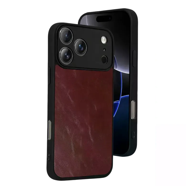 İphone 17 Pro Max Aras Deri Kapak - Bordo