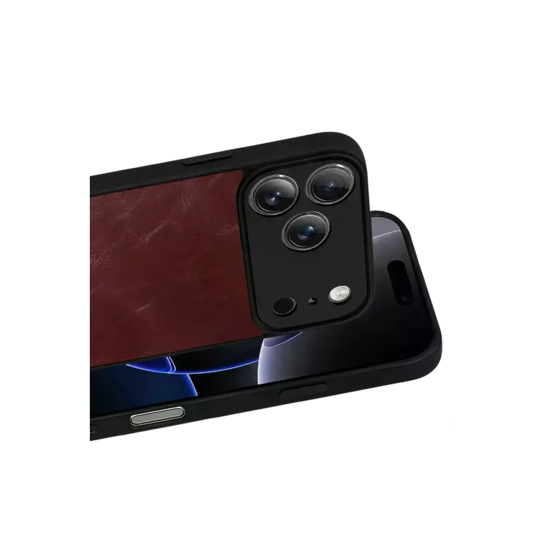İphone 17 Pro Max Aras Deri Kapak - Bordo