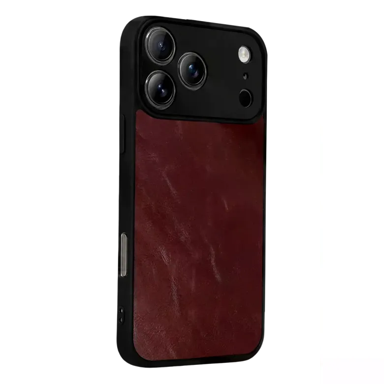 İphone 17 Pro Max Aras Deri Kapak - Bordo