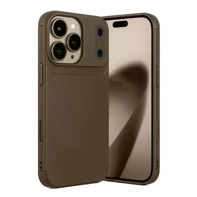İphone 17 Pro Max Auto Focus Karbon Kapak - Kahverengi