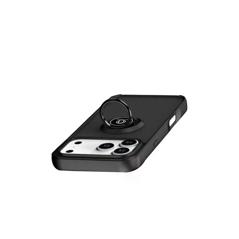 İphone 17 Pro Max Montreal Yüzüklü Silikon Kapak - Siyah