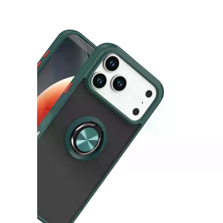 İphone 17 Pro Max Montreal Yüzüklü Silikon Kapak - Yeşil