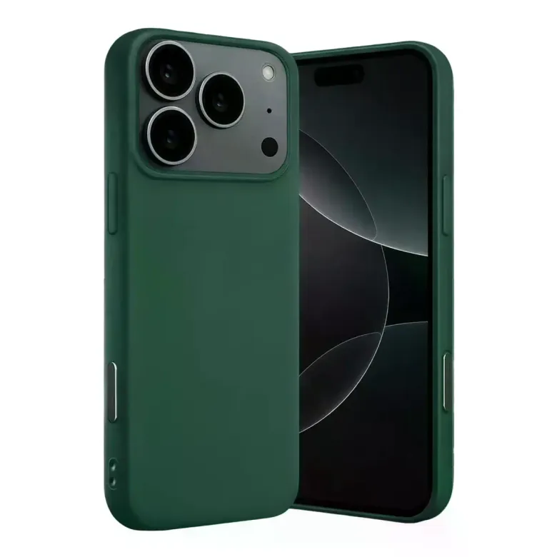 İphone 17 Pro Max Nano İçi Kadife Silikon - Koyu Yeşil