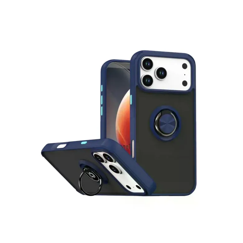 İphone 17 Pro Montreal Yüzüklü Silikon Kapak - Lacivert