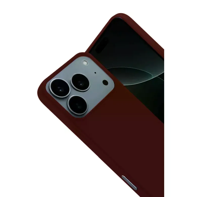 İphone 17 Pro Nano İçi Kadife Silikon - Bordo