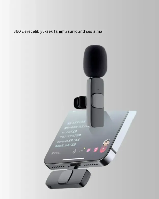 iPhone İçin Çift krofonlu Telsiz Yaka krofonu 360 Derece HD Ses