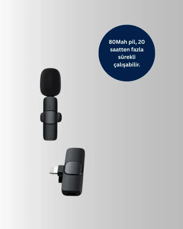 iPhone İçin Çift krofonlu Telsiz Yaka krofonu 360 Derece HD Ses