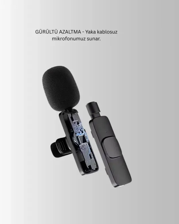 iPhone İçin Çift krofonlu Telsiz Yaka krofonu 360 Derece HD Ses