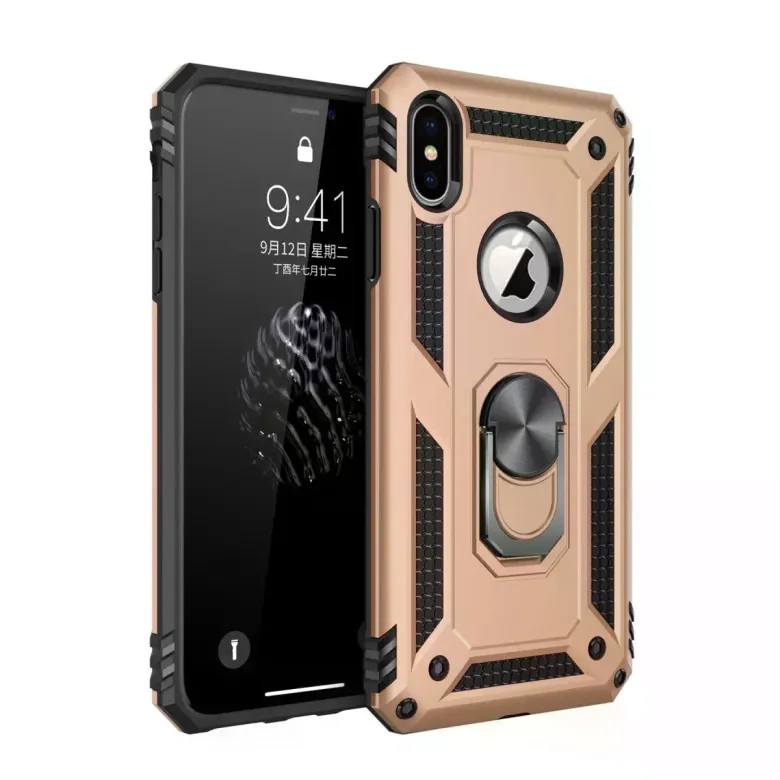 İphone X Kılıf Sofya Yüzüklü Silikon Kapak - Gold