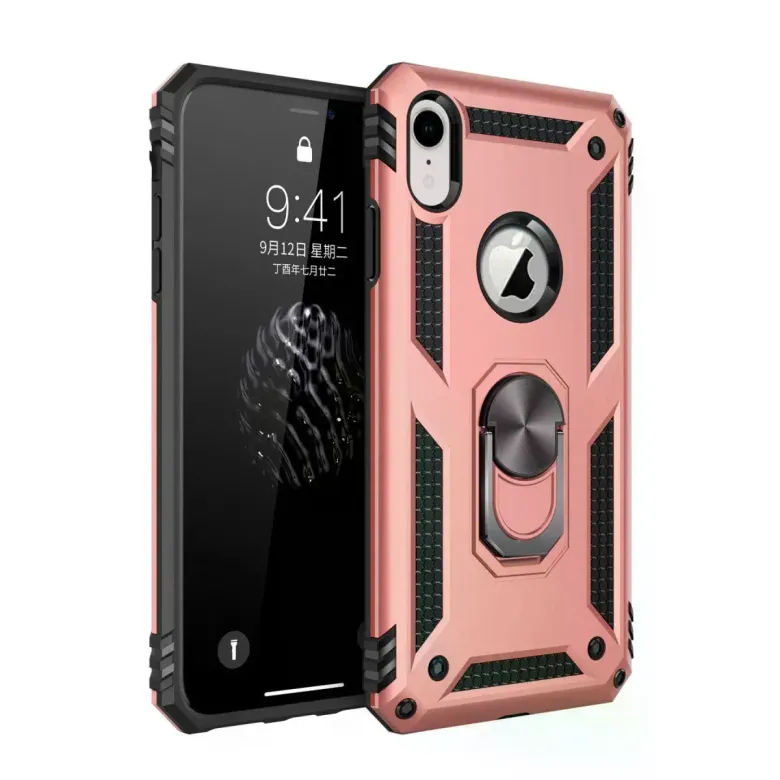 İphone Xr Kılıf Sofya Yüzüklü Silikon Kapak - Rose