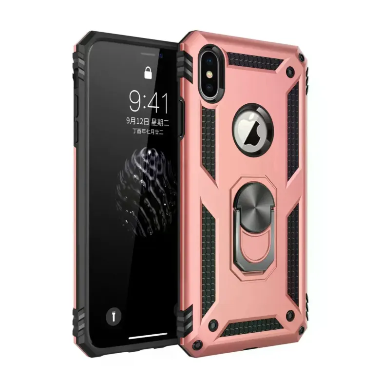 İphone Xs Max Kılıf Sofya Yüzüklü Silikon Kapak - Rose