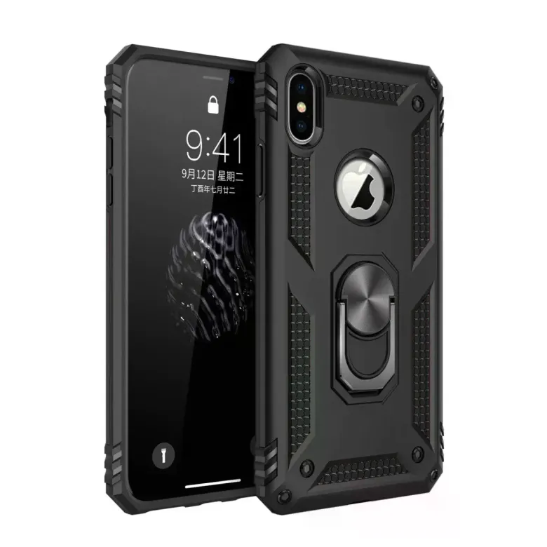 İphone Xs Max Kılıf Sofya Yüzüklü Silikon Kapak - Siyah