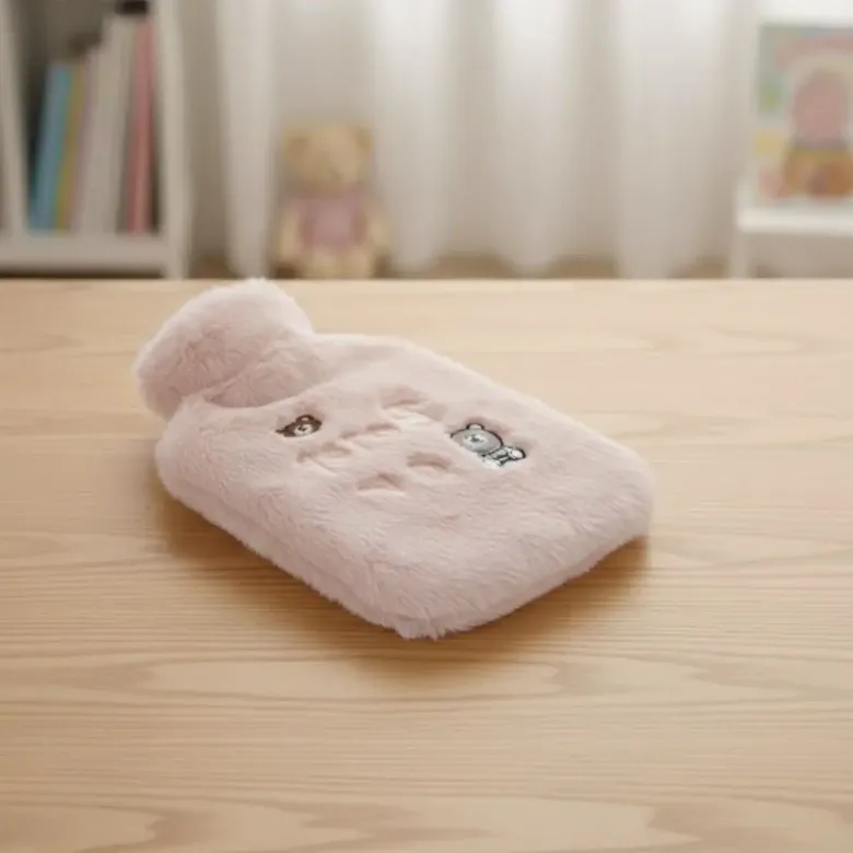 Işıklı Ayıcıklı Figürlü Pembe Peluş Sıcak Su Torbası 1 Lt – Yumuşak Kılıf, Uzun Süre Sıcak Tutan Ter