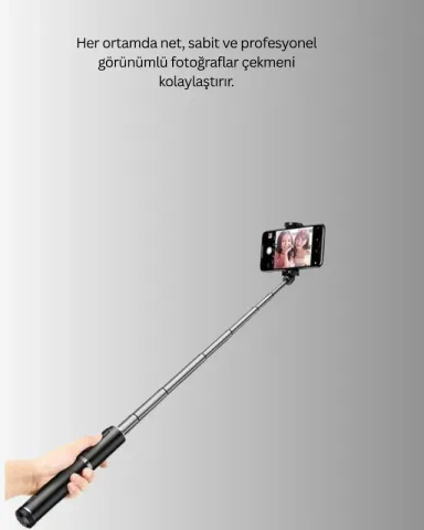 Işıklı Katlanabilir Bluetooth Selfie Çubuğu 130 Cm Uzunluk
