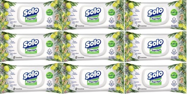 Islak Havlu Mendil 50 Yaprak Limon & Biberiye (9 Lu Set) (3PK*3) 450 Yaprak