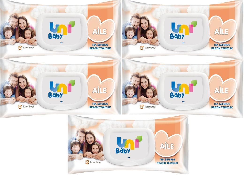 Islak Havlu Mendil 90 Yaprak Aile (5 Li Set) 450 Yaprak Plastik Kapaklı