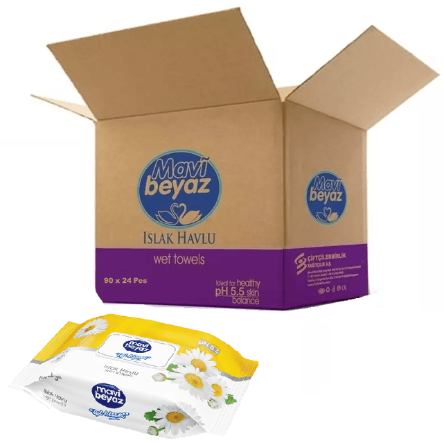 Islak Havlu Mendil 90 Yaprak Papatya 24 Lü Set Plastik Kapaklı (2160 Yaprak)