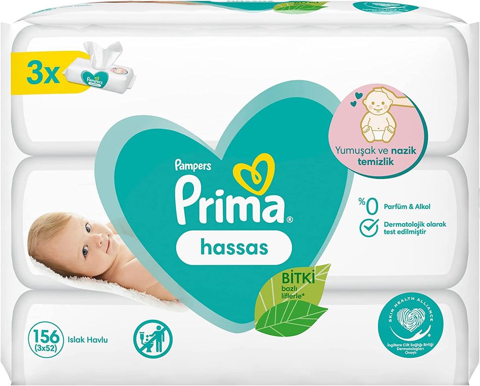 Islak Havlu Mendil Hassas Ciltler İçin Bitki Bazlı Kokusuz 52 Yaprak (3 Lü Pk) 156 Yaprak