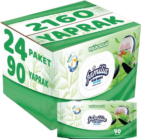 Islak Havlu Mendil Yeşilin Tazeliği 90 Yaprak 24 Lü Set 2160 Yaprak