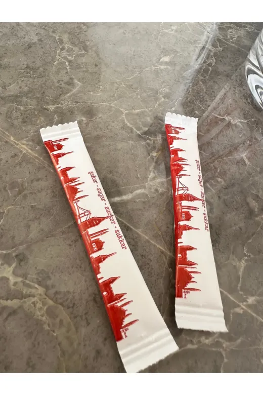 Islakmendilcim TYBCQ4ZF8K103PS066 Alazpack Stick Şeker Beyaz Istanbul Silüet Baskılı 3 Gr 100 Adet