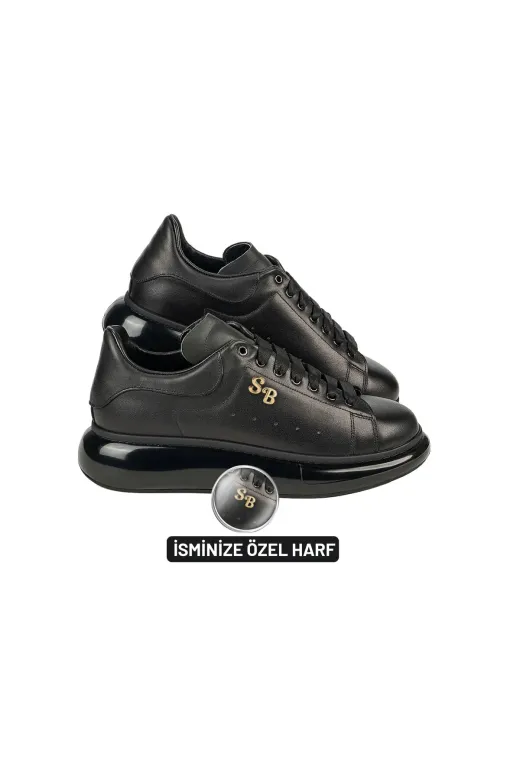 istanbultwingold AA05002 Kişiselleştirilebilir Kalın Ortopedik Tabanlı Mcquen Sneaker Spor Ayakkabı - Siyah