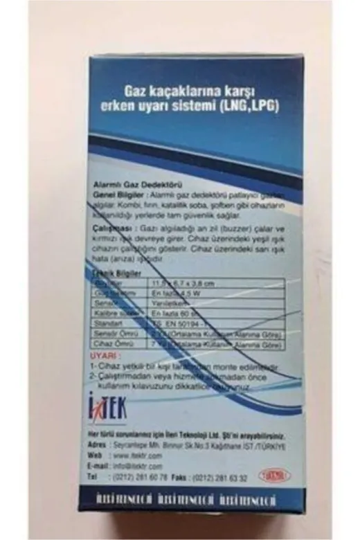 İTEK Gaz-Dedektör Nys Doğal Gaz Alarm Cihazı Doğalgaz Dedektörü