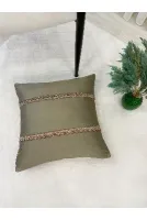 İthal Ipek (SİLK) Kırlent Yastık Kılıfı Kordonlu (45X45) (VİZON KAHVE KORDONLU)