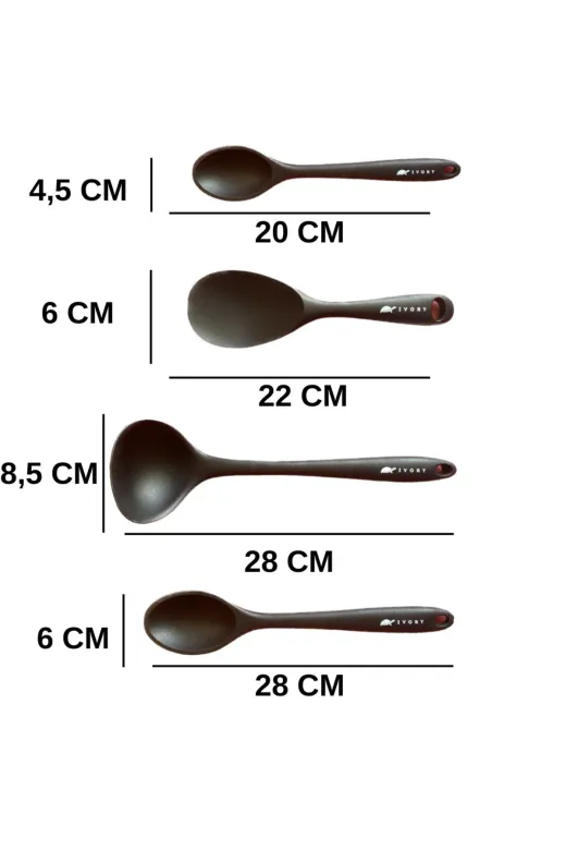 IVORY SİLİKON SET Yanmaz Yapışmaz Silikon Kaşık Seti Renkler Farklılık Gösterebilir.