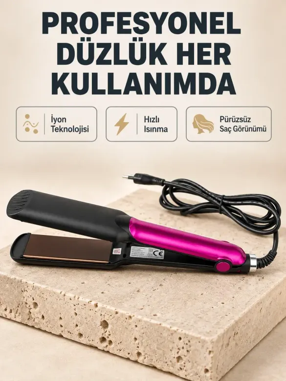 İyonik Saç Düzleştirici – 220°C Isıya Kadar Çıkan, LED Göstergeli ve Eşit Isı Dağılımlı Plaka
