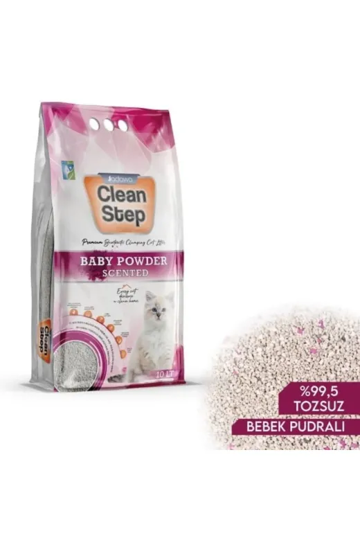 jadawa P31051S3599 Clean Step Topaklanan Bebek Pudralı Doğal Kedi Kumu 1 Adet 10 Lt