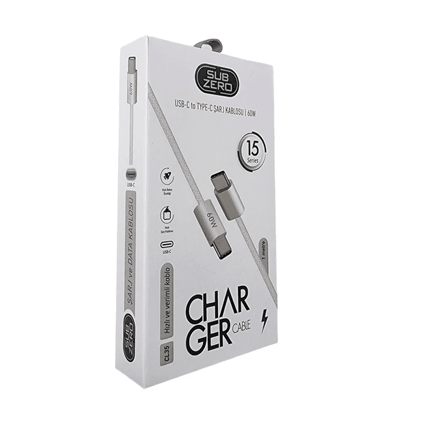 jgMoUtbIvd Subzero Cl35 Type C-Type C Şarj Kablosu 60W Süper Hızlı Şarj