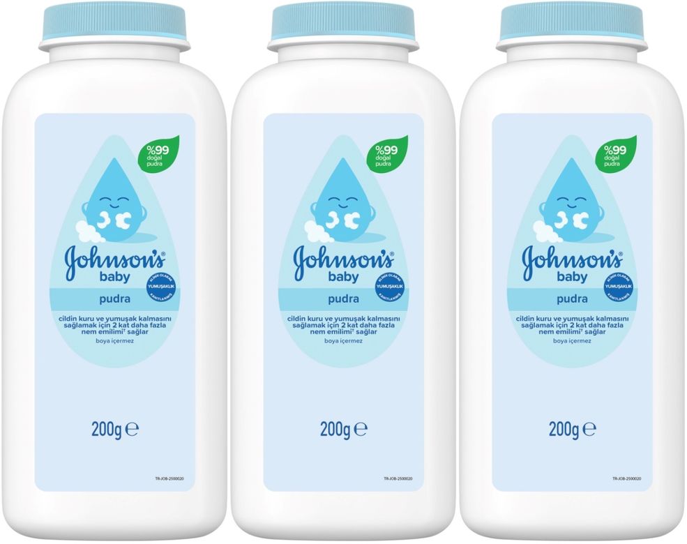 Johnsons Baby Bebek Pudrası 200GR Klasik (%99 Doğal) (3 Lü Set)