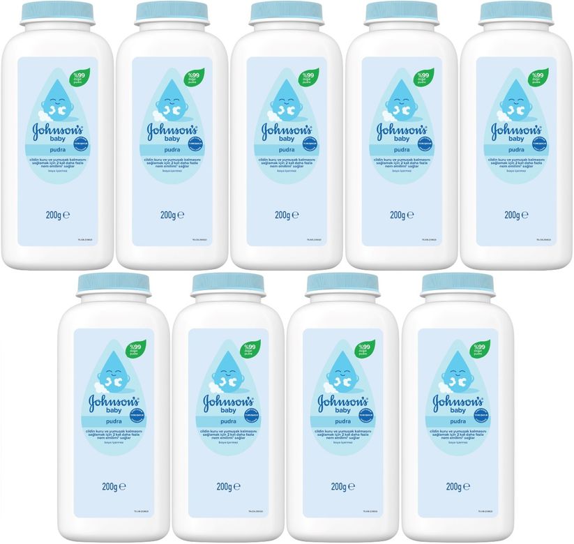 Johnsons Baby Bebek Pudrası 200GR Klasik (%99 Doğal) (9 Lu Set)