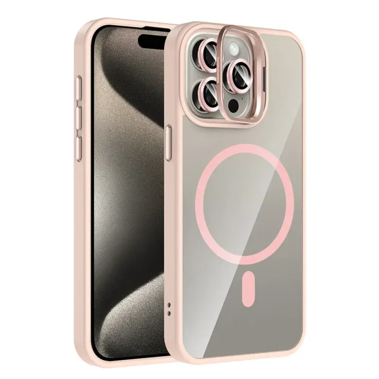 Joko Apple İphone 14 Pro Max Rem Lensli Magsafe Standlı Kapak - Pembe