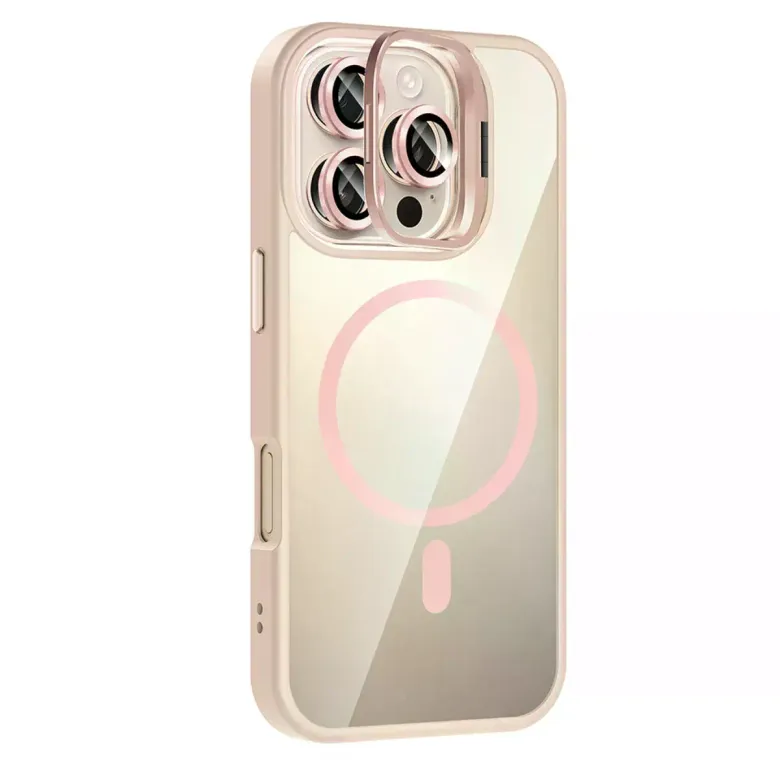 Joko Apple İphone 16 Pro Max Rem Lensli Magsafe Standlı Kapak - Pembe