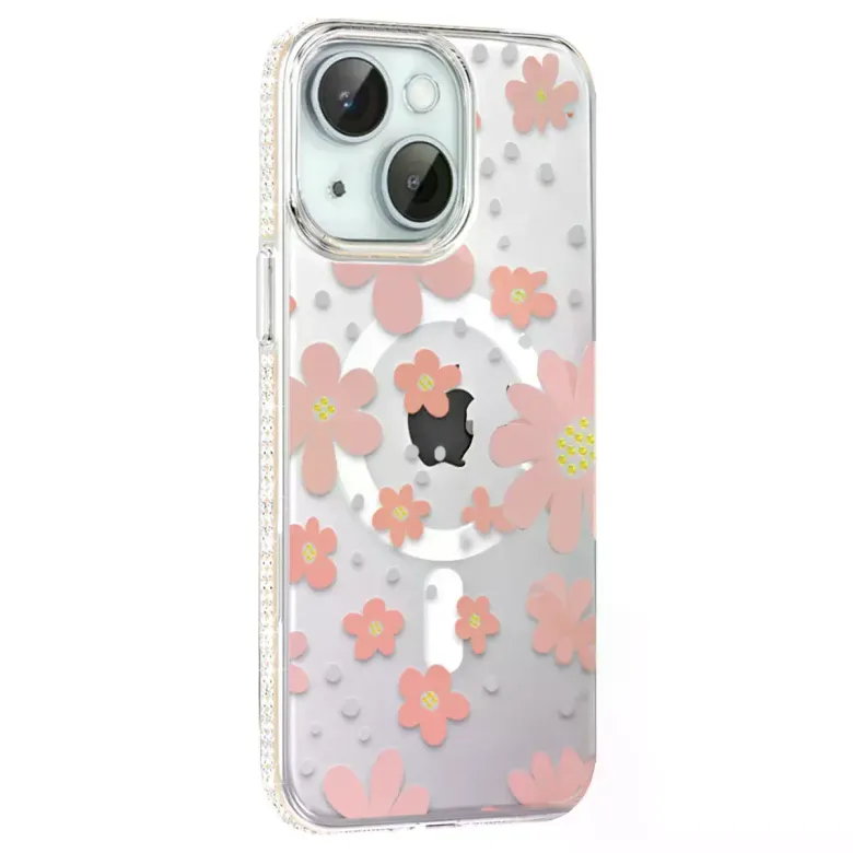 Joko iPhone 14 Floral Magsafe Kapak - Pembe