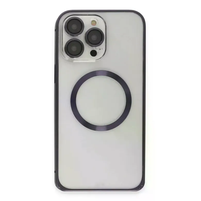 Joko iPhone 14 Pro Kılıf Metal Bumper Magneticsafe Kapak - Derin Mor