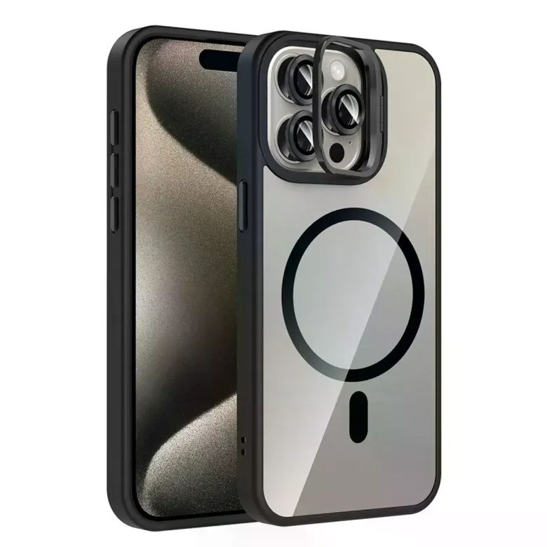 Joko iPhone 14 Pro Max Remim Lensli Magsafe Standlı Kapak - Siyah