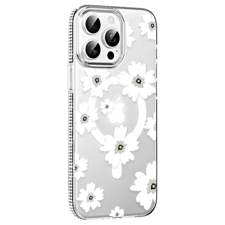 Joko iPhone 15 Pro Floral Magsafe Kapak - Beyaz