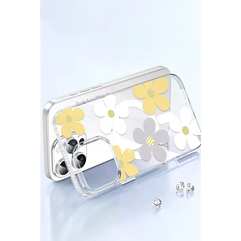 Joko iPhone 15 Pro Floral Magsafe Kapak - Sarı