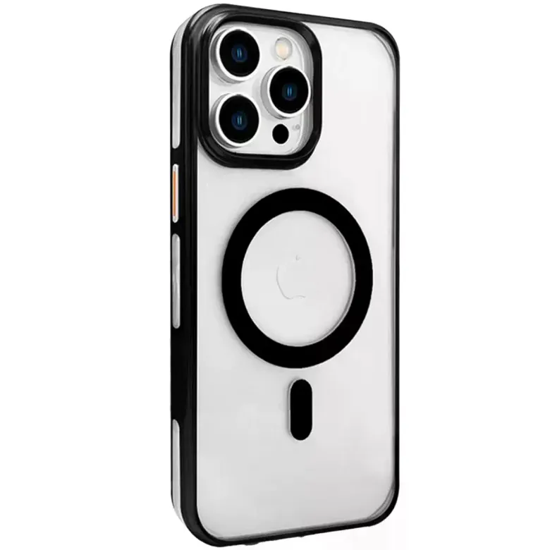 Joko iPhone 15 Pro Gleam PC Sert Magsafe Kılıf - Şeffaf-Siyah