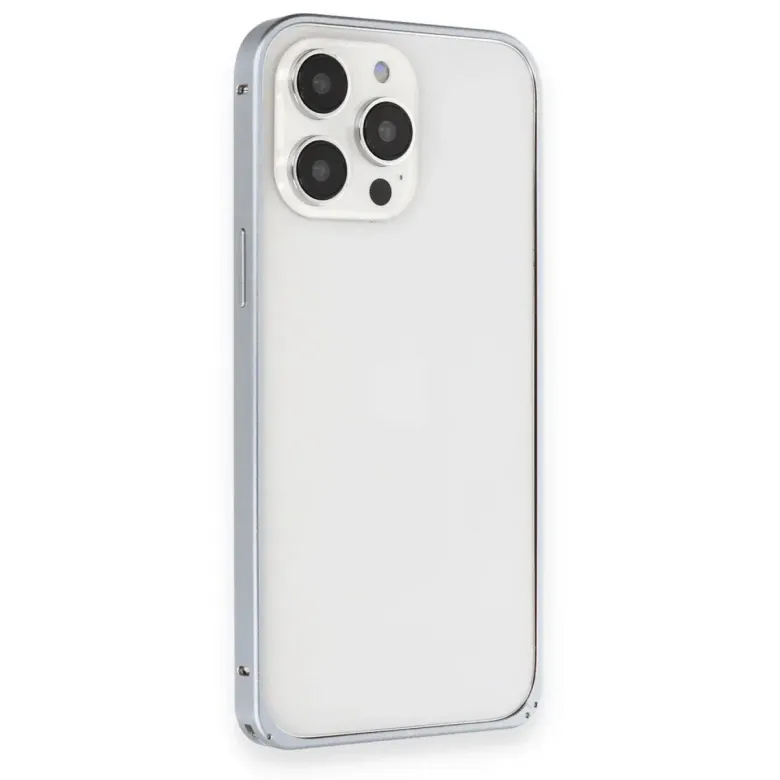 Joko iPhone 15 Pro Max Kılıf Metal Bumper Magneticsafe Kapak - Gri