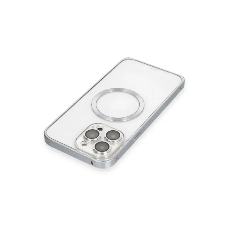 Joko iPhone 15 Pro Max Kılıf Metal Bumper Magneticsafe Kapak - Gri