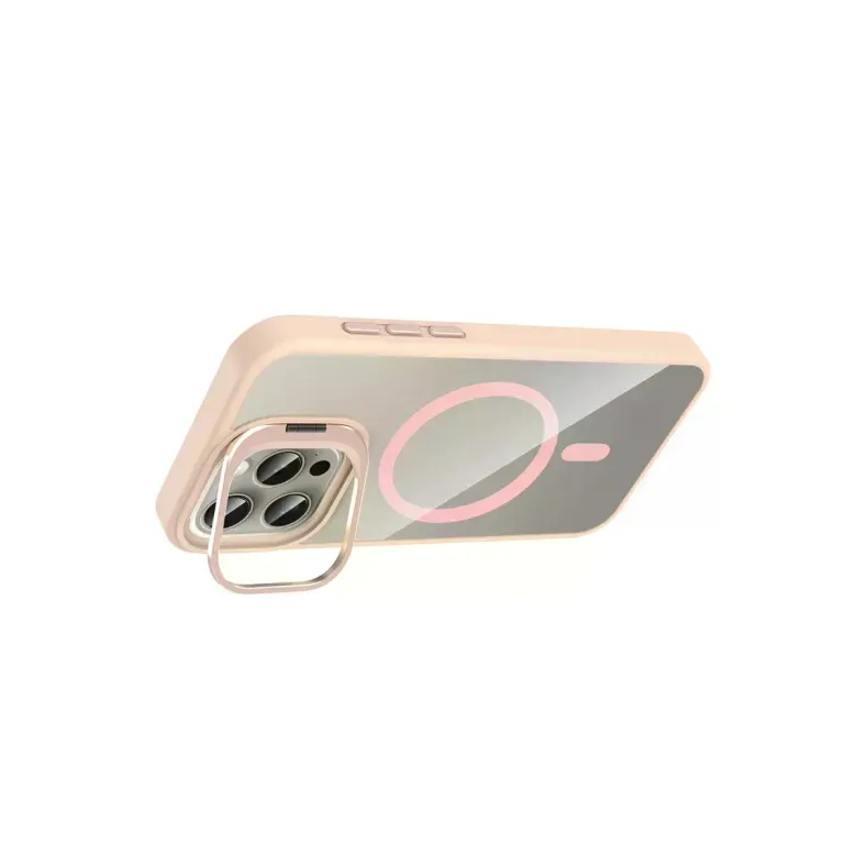 Joko iPhone 15 Pro Max Remim Lensli Magsafe Standlı Kapak - Pembe
