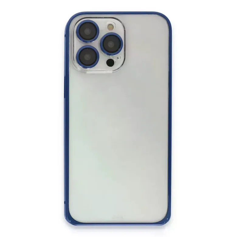 Joko iPhone 15 Pro Metal Bumper Mat Kapak - Lacivert
