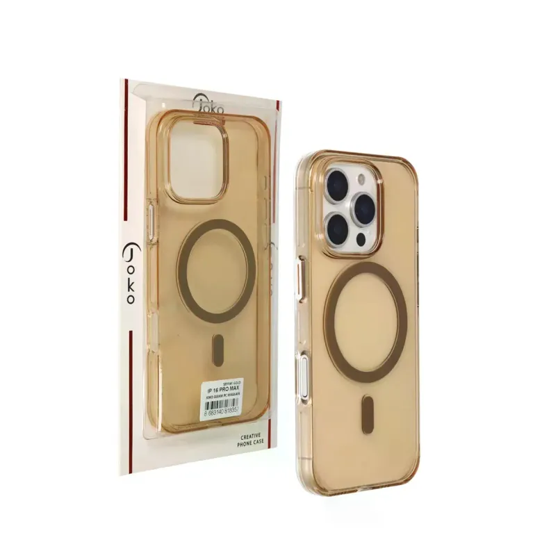 Joko iPhone 16 Pro Max Gleam PC Sert Magsafe Kılıf - Şeffaf-Gold