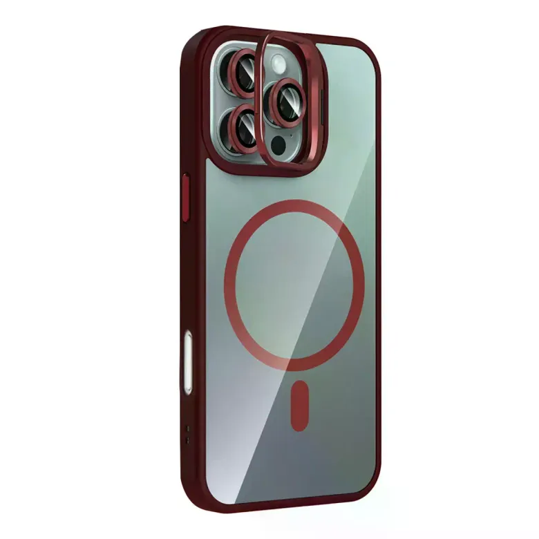 Joko iPhone 16 Pro Max Remim Lensli Magsafe Standlı Kapak - Bordo